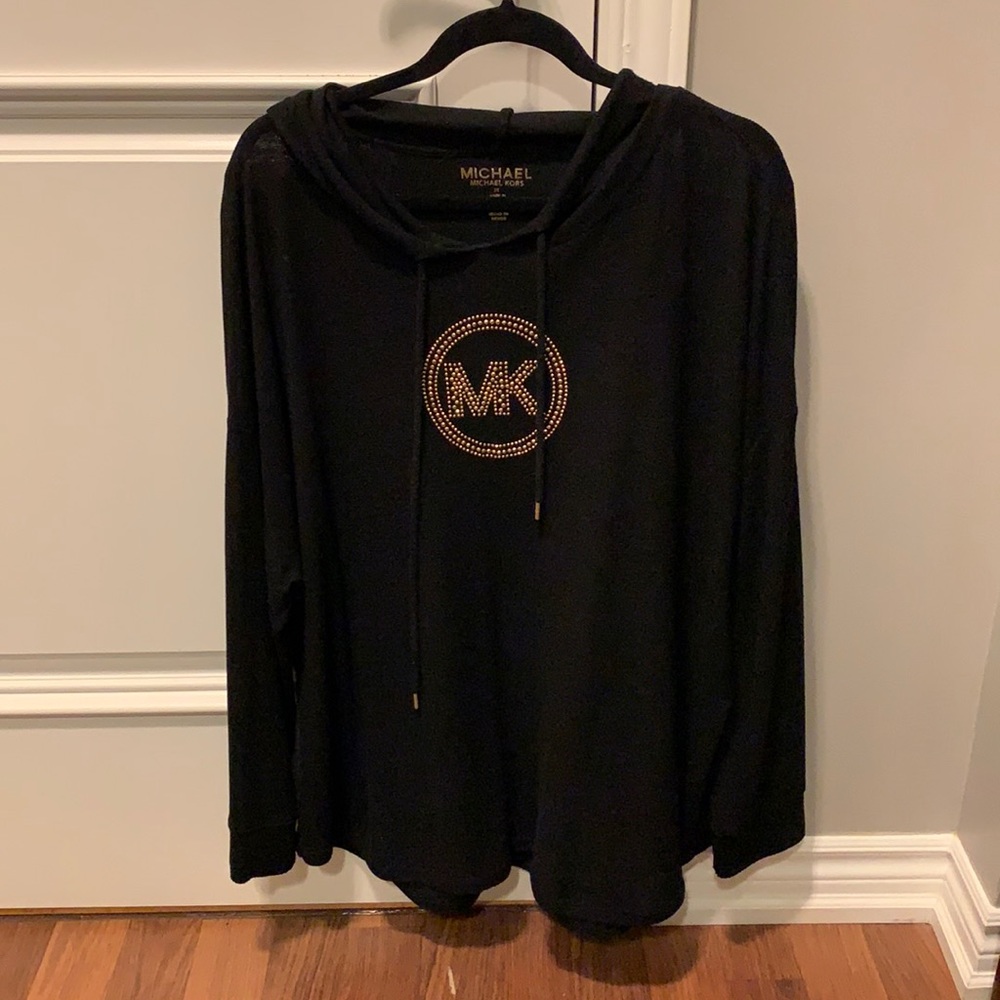 Michael Kors 2X Black hooded top
